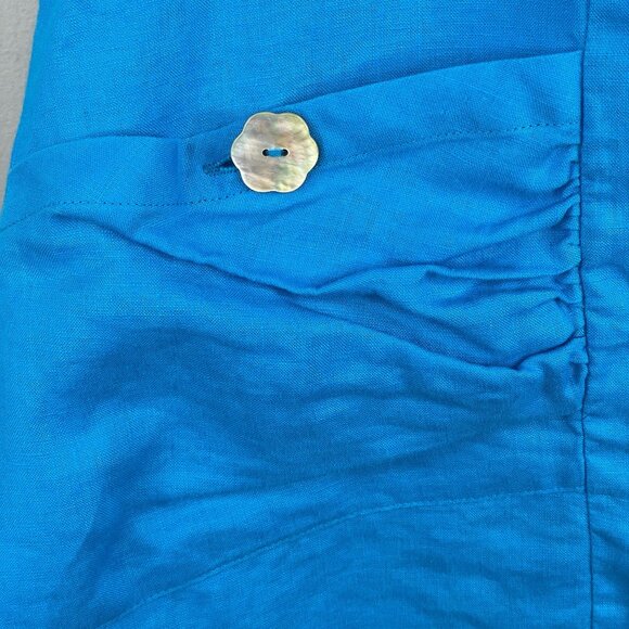 Ali Miles Womens Coastal Beachy LINEN Tunic Top 1X Vibrant Blue Travel Vacation - Picture 6 of 11